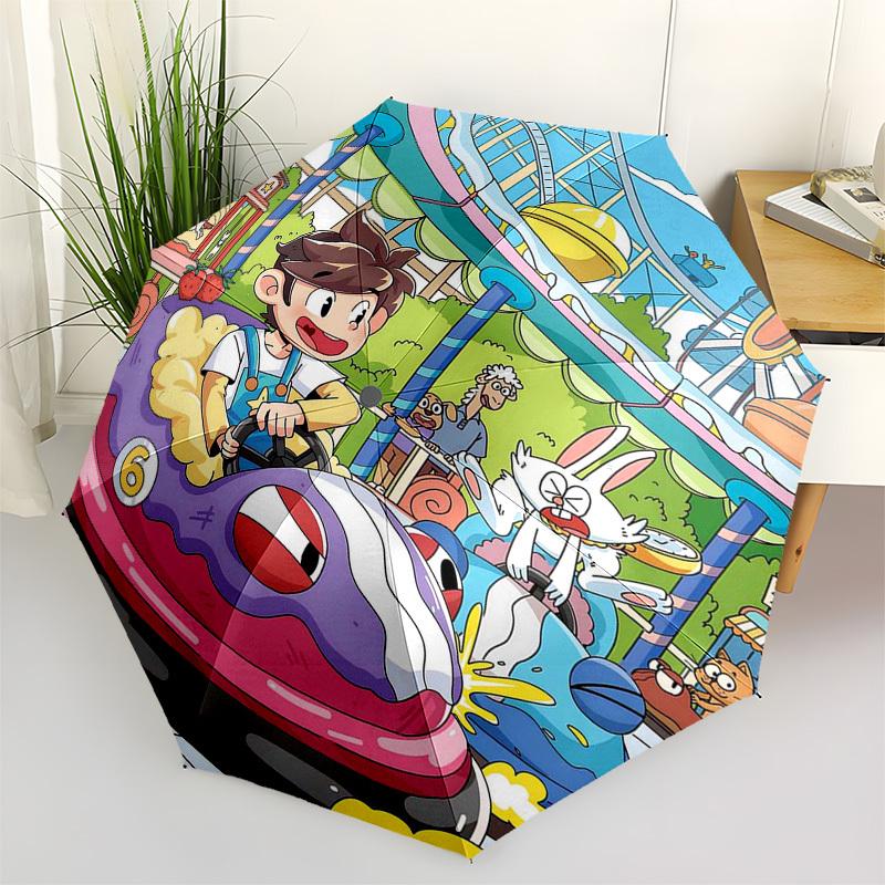 

1pc Outdoor Bumper Car Umbrella - Automatic Opening/Closing, Portable 3-Fold Design, 8-Rib Iron Frame, Perfect Gift for Fans, Travelers, Daily Us
