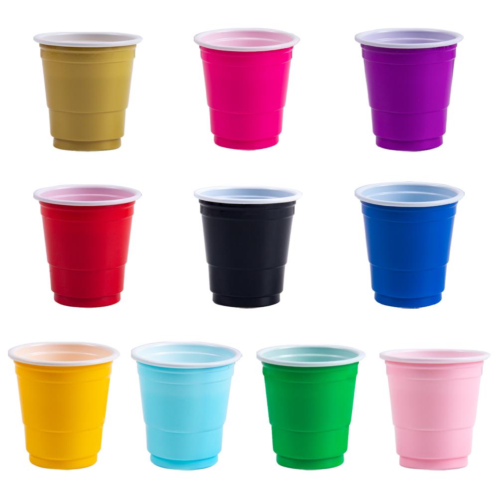 50pcs Disposable Plastic Cups Assorted Color Drinking Cups Wine Cup for Wedding Birthday Events Party Decor Home Bar Supplies