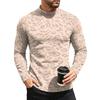 Men's Leopard Print Thermal Base Layer Shirt Long Sleeve Neck Undershirt Top for Fall and Winter