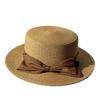 British-style French straw hat for women, spring and summer flat-brimmed straw hat, fashionable and versatile, sun protection hat, flat-top casual