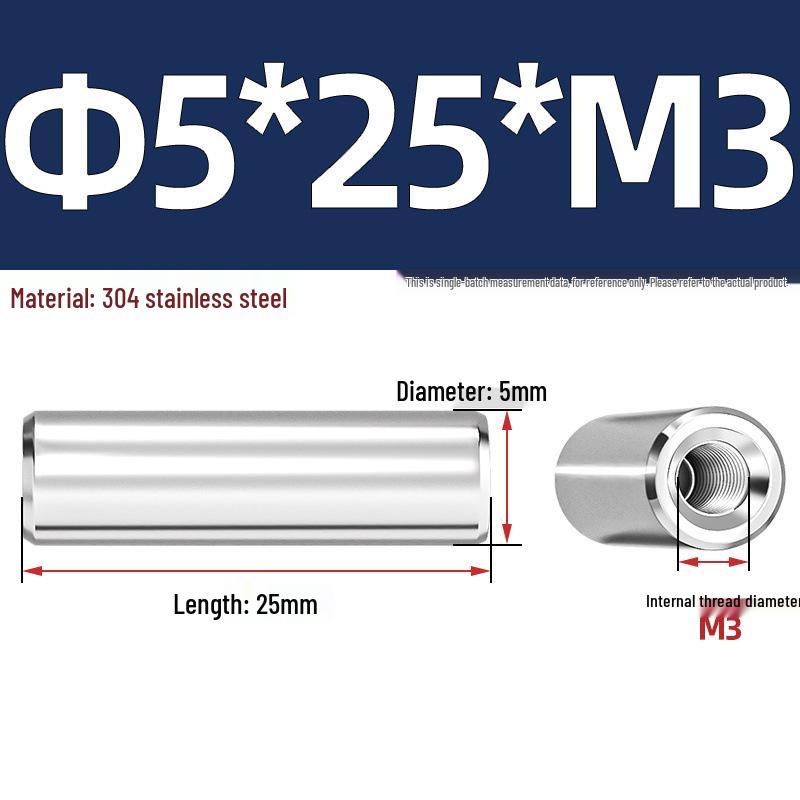 Pin Cilindric din Oțel Inoxidabil 304 cu Filet Interior M4/M6/M8 și Orificiu - Coloană de Suport și Ghidare