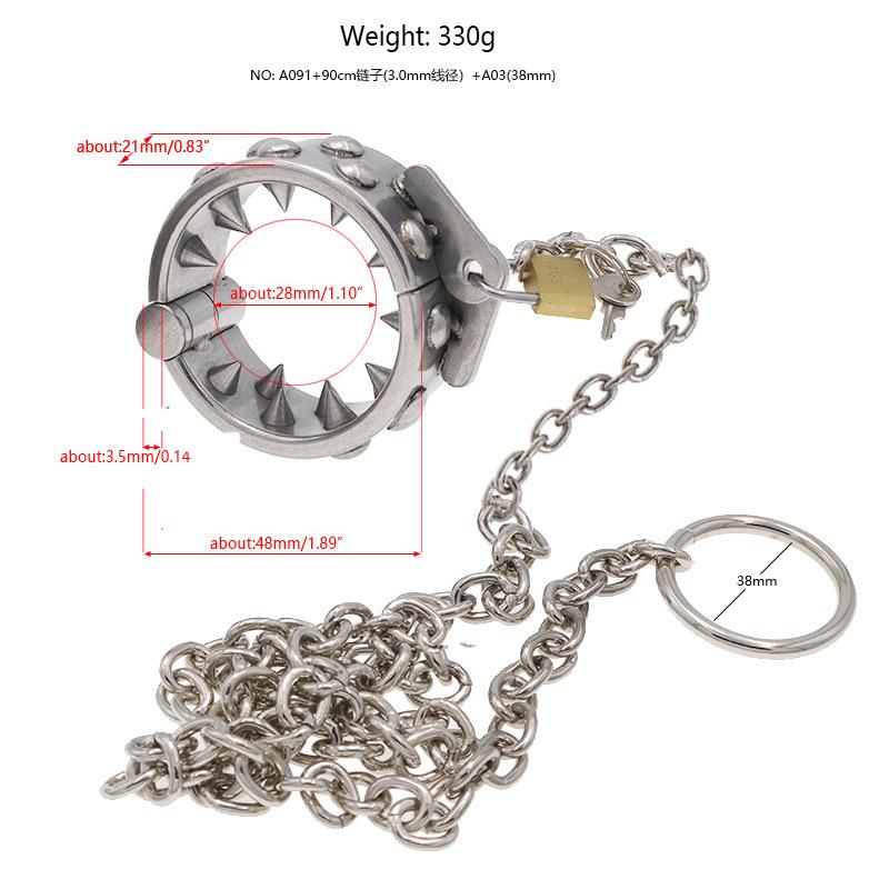 Stainless Steel Piercing Ring Pendant Men's Egg Walking Sex Toys Training Tools with 90cm Chain Game Female