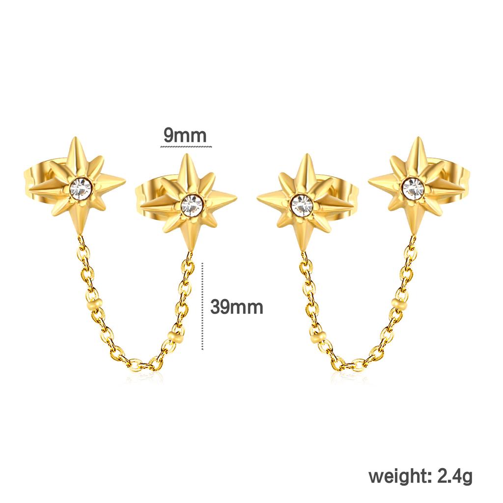 Personalized Long Heart Drip Oil Screw Ear Bone Studs Double Ear Piercing Earrings for Women