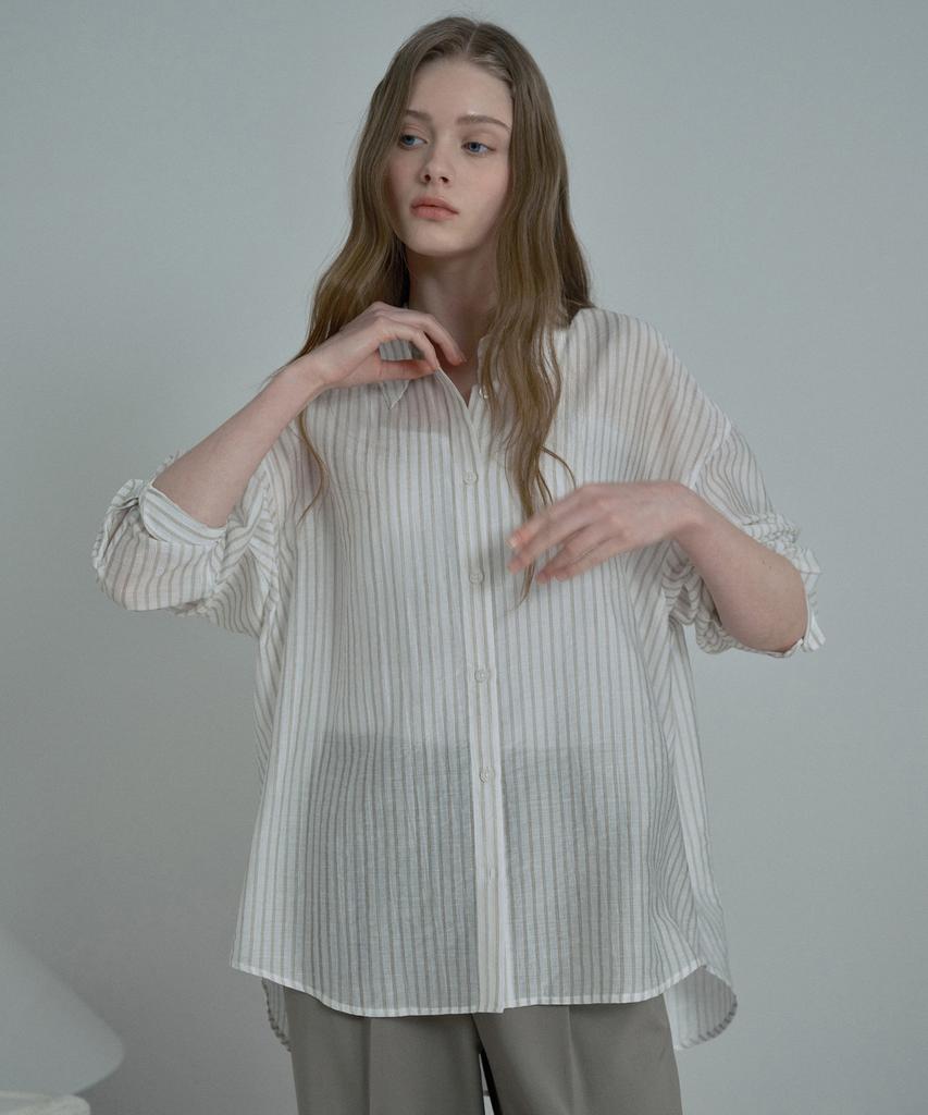 MIND BRIDGE WOMEN [W] Striped Oversized Shirt - 2 Colors