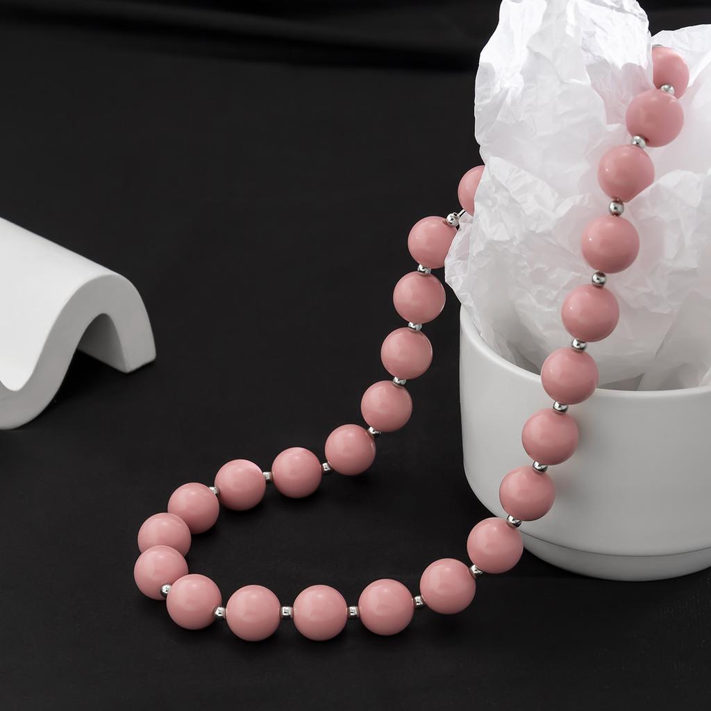 New Fashion Niche Personality Design Pink Acrylic Bead Chain Necklace for Men