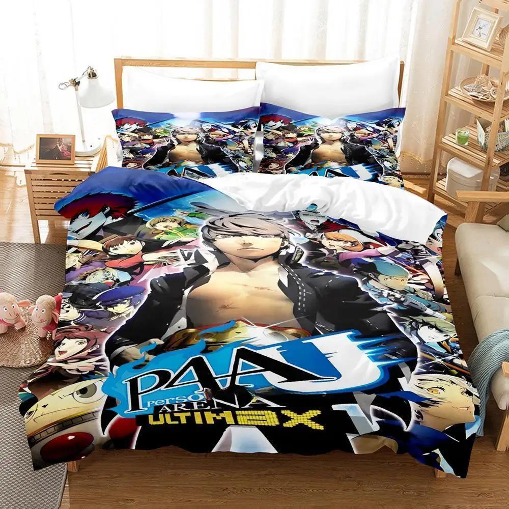 Neues Spiel Persona 4 Bettwäsche-Set Einzelbett Zwillingsbett Vollgröße Queen-Size King-Size Bettwäsche-Set Erwachsener Kinderzimmer Bettbezug-Sets Anime Bettlaken-Set