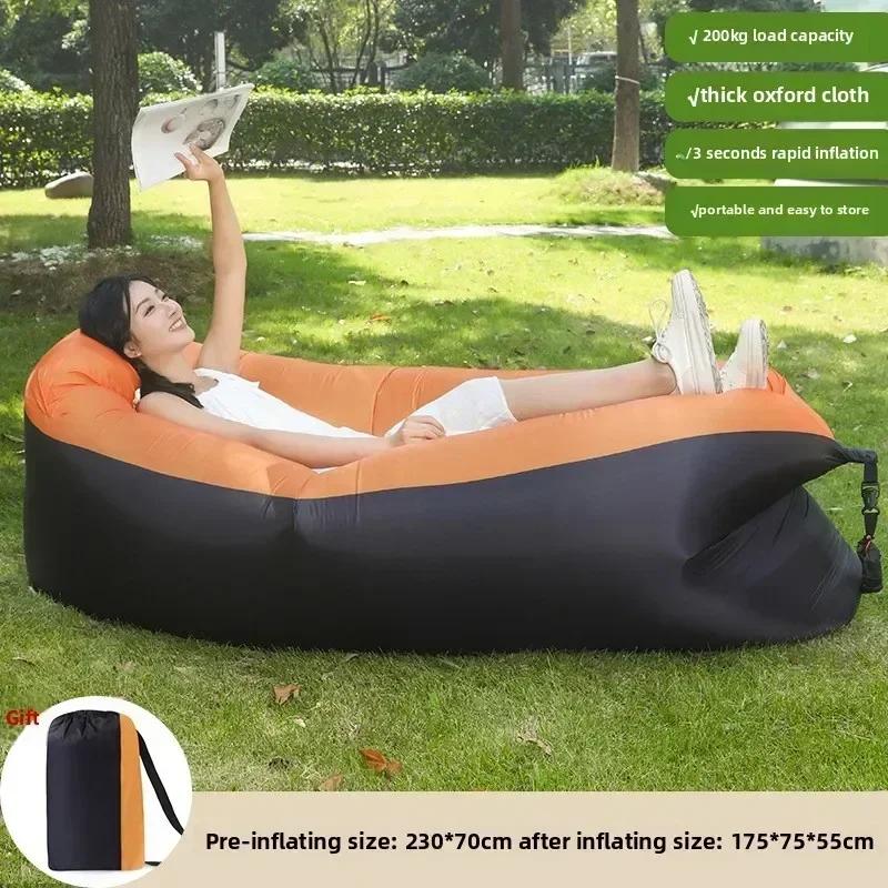 Kissenstil Aufblasbares Sandentdeckung Outdoor Tragbares Faules Luftsofa Faltbares Aufblasbares Bett Schlafsack Atmungsaktiv Praktisch