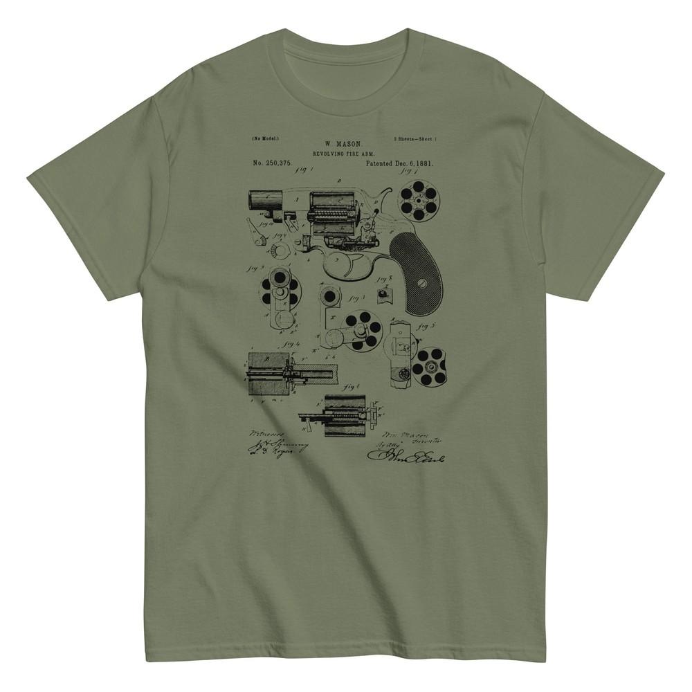 W. Mason 1881 Revolver Patent – Gun Blueprint Art Vintage Unisex T-Shirt