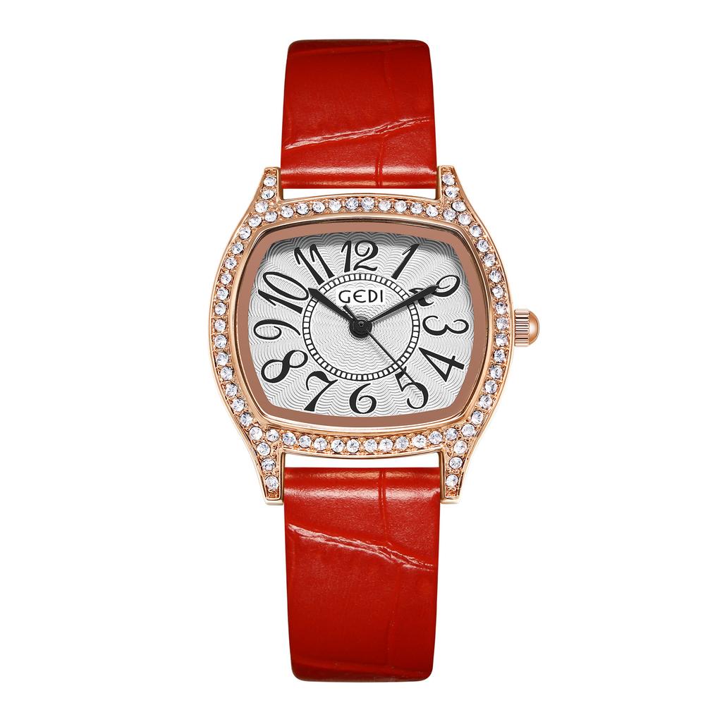 Retro Wine Barrel-Shaped Luxury Diamond-Encrusted Waterproof Belt Quartz Women'S Watch