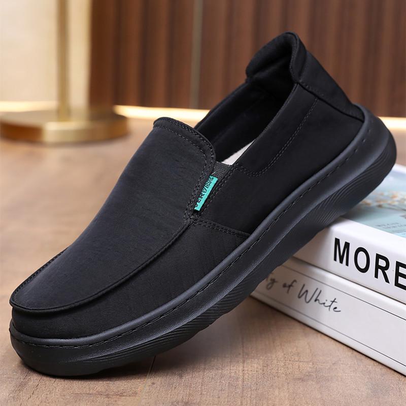 Men's Old Beijing Cloth Shoes: Black Lightweight Non-Slip, Breathable Casual Shoes for Middle-Aged and Elderly