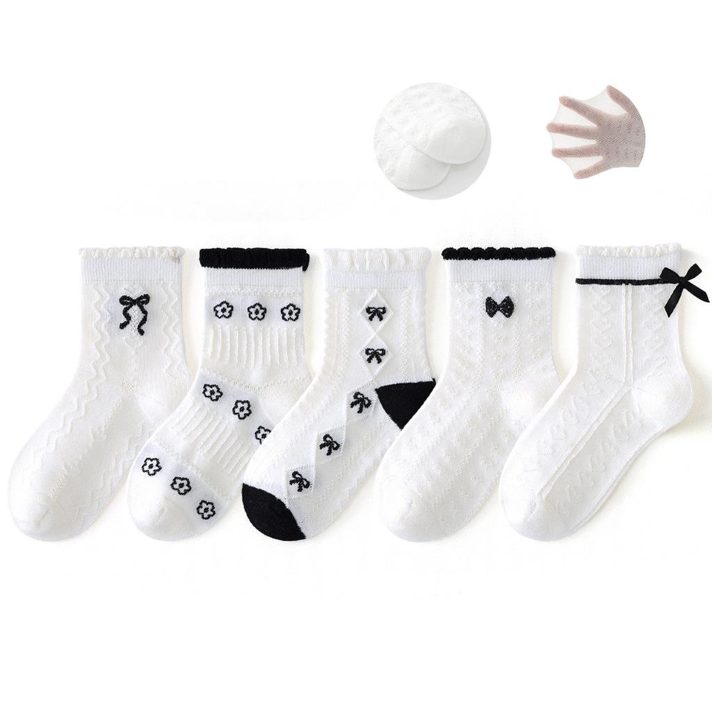 5 Pairs Cotton Childrens Mesh Socks Soft Thin Summer Sock Kids Baby Candy Sock Girls Breathable Flower Casual Cute Socken