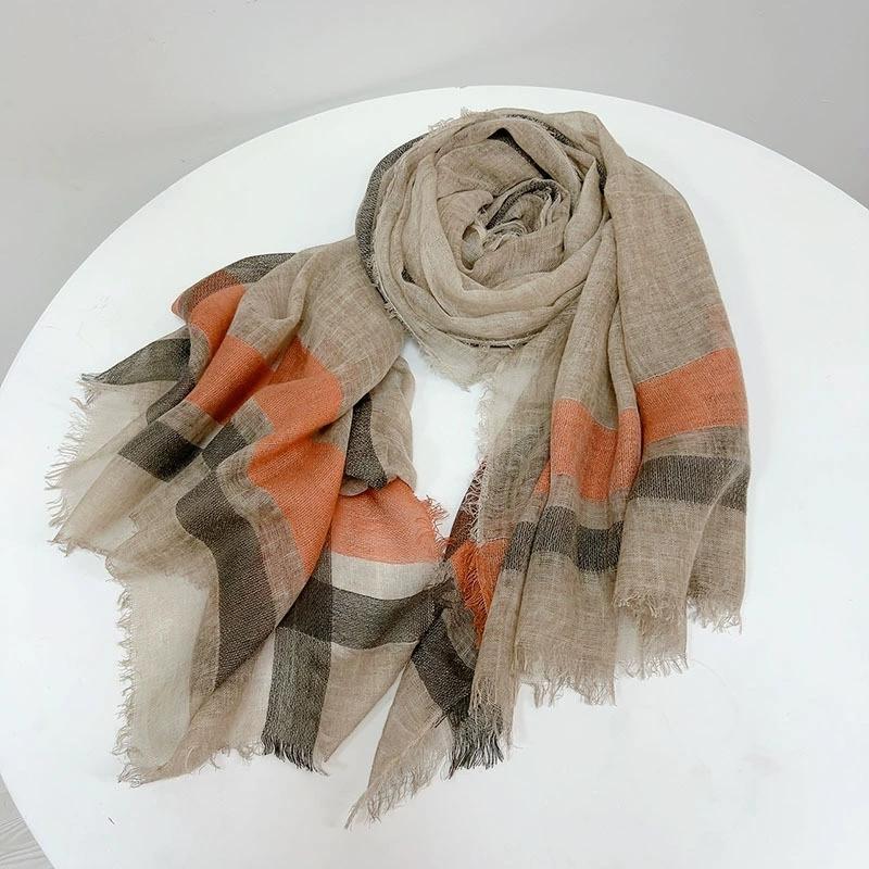 

Autumn And Winter Vintage Wool Scarf Warm Shawl For Lady Classical Stripe Long Winter Wool Scarves 100x210cm