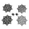 Decorative Mats for Party Halloween Spider Web Wooden Coaster Anti-Slip Wood Cup Mat with Figurine Natural Pine Coasters Thermal Insulated