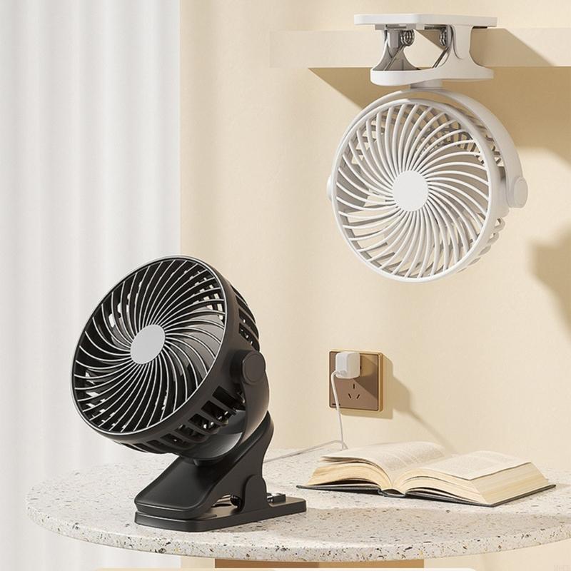M6CB Travel Fan with 360 Degree Rotation and Three Speed Settings Quiet Desk Fan