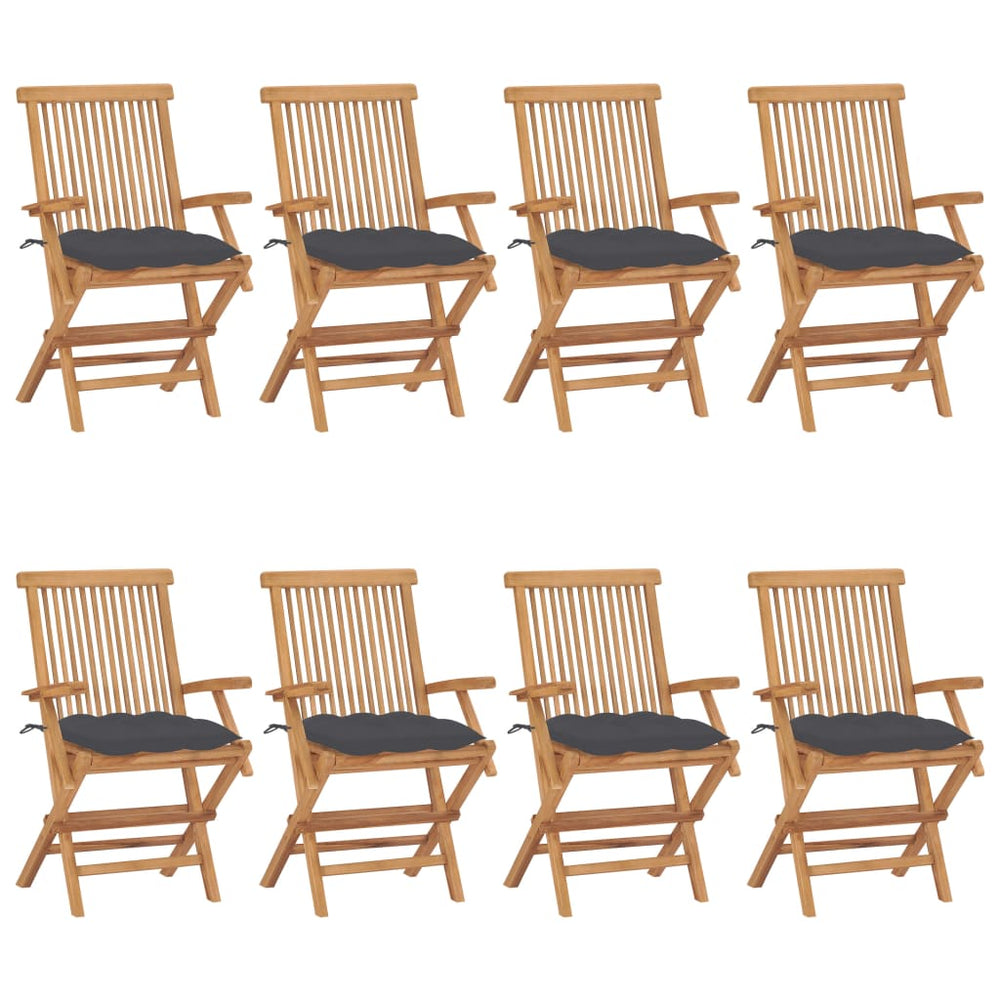 Chaises de jardin avec coussins  lot de 8 Teck massif