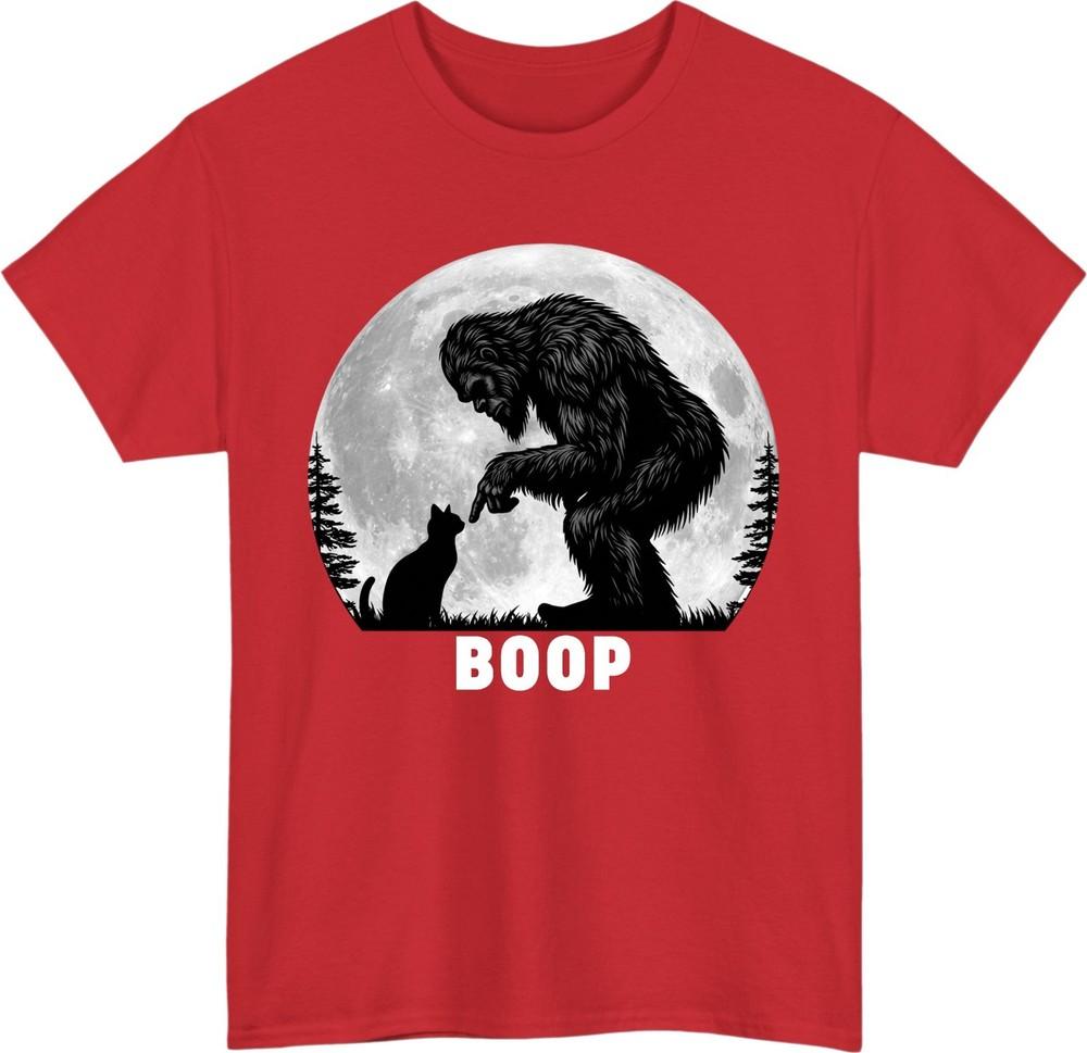 Bigfoot Boop Cat TShirt Funny Sasquatch Kitten Believe Moon Forest Unisex Tee S