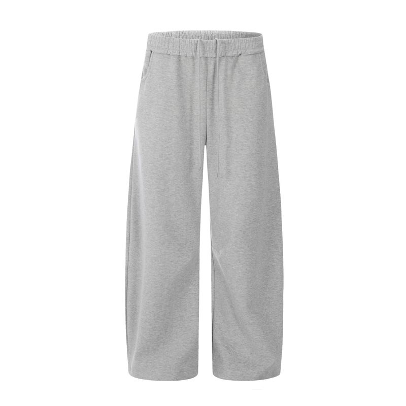 

Kisko Winter American-Style Heavyweight Fleece-Lined Elastic Waist Scimitar Sweatpants for Men and Women, Simple Loose Straight-Leg Casual Trousers Gray XL