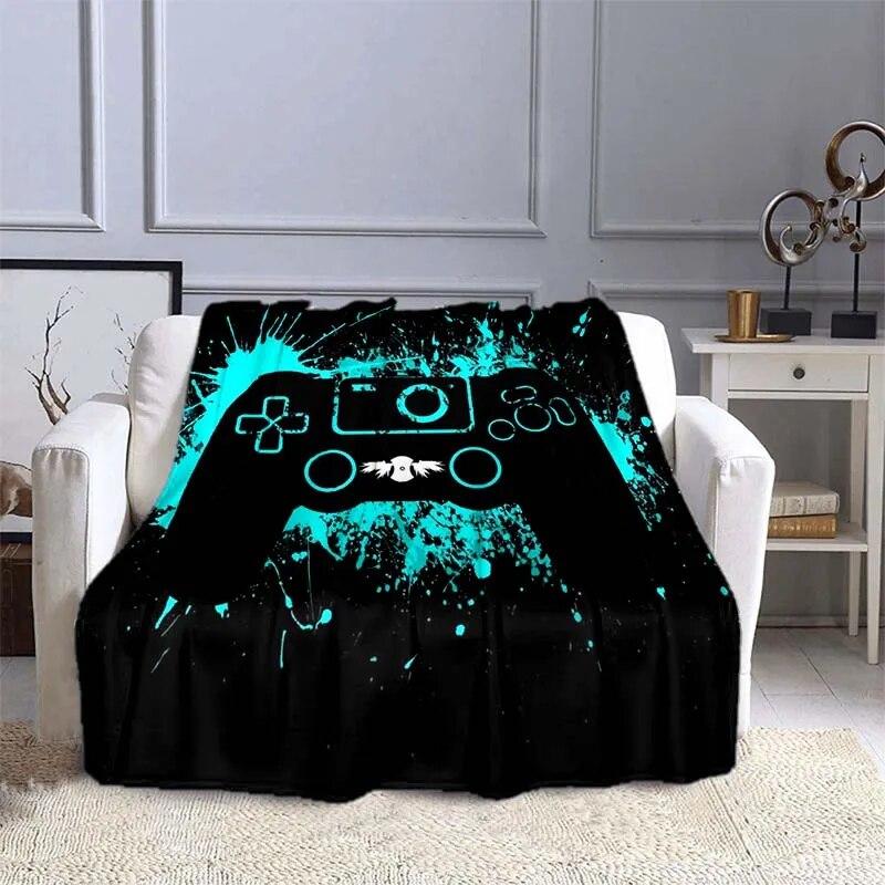 Game Controller Flannel Blanket for Couch Sofa Chair Room Decor Soft Warm Blanket Blankets for Beds Grinch Blanket