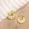 Gold-Plated Enamel Fan Earrings: Luxurious & Unique Stainless Steel Jewelry