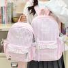Schoolbag New Campus School Bag Female Korean ins Simple Plaid Backpack High School Student Large Capacity Travel Backpack