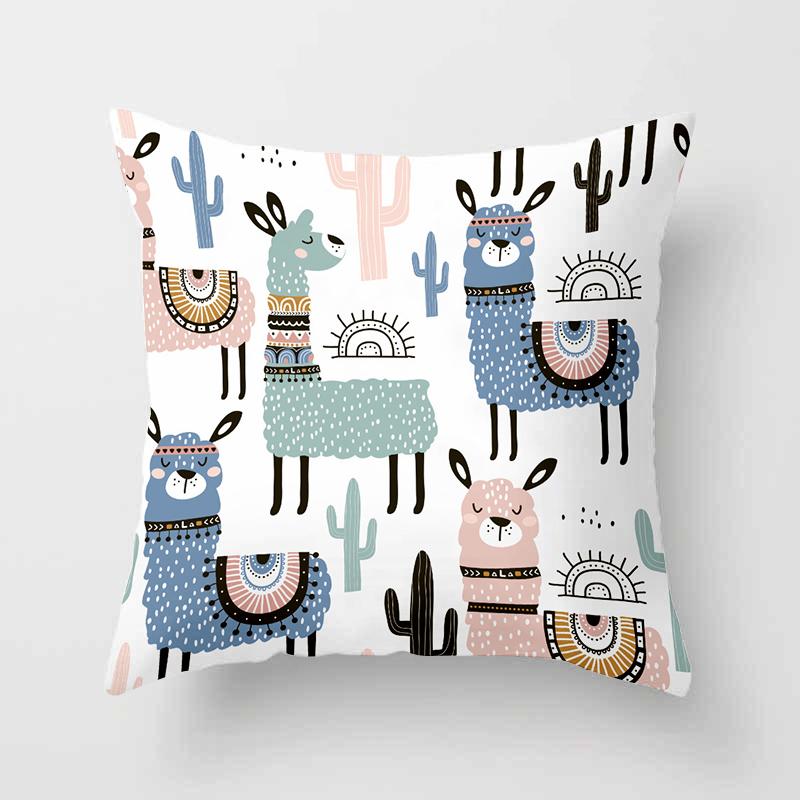 Cute Cartoon Printed Pillowcase Alpaca Decorative Home Sofa Office