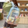 Schoolbag New Japanese Ins High Value, Sweet and Transparent Double Shoulder Schoolbag, Women's Contrasting Color Splicing Large-capacity Backpack