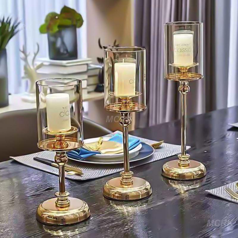 1 PC Luxury Candlestick Golden Candle Holder For Wedding Bar Party Table Ornaments Romantic Atmosphere Aromatherapy Candle Cup
