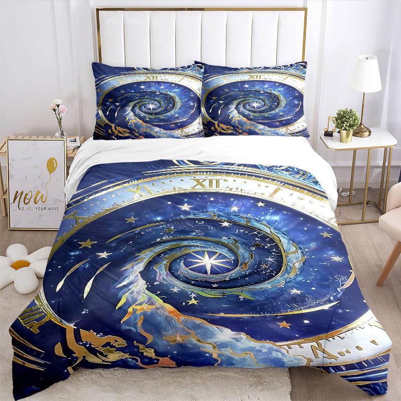 3pc Cosmic Clockwork Cover Set - 1 Quilt Cover + 2 Pillowcases, All Seasons Bedroom Setting, Perfect for Home015