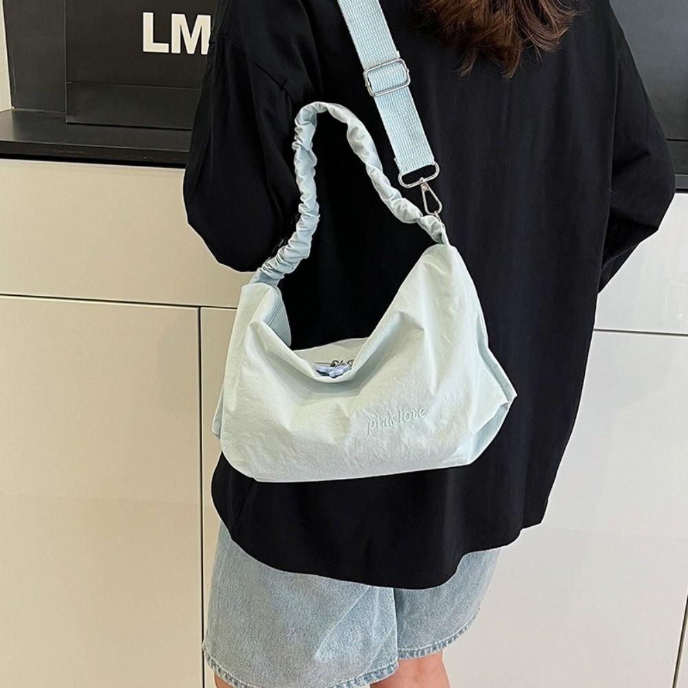 Leisure Pleated Shoulder Bag Leight Weight Women's Handbags Korean Nylon Crossbody Bag  Outdoor