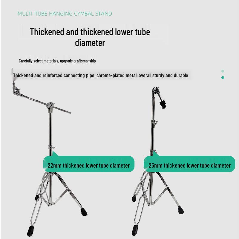 Dual-Use Drum Rack: Cymbal Stand with Diagonal Rod and Hanging Fork for Musical Instruments