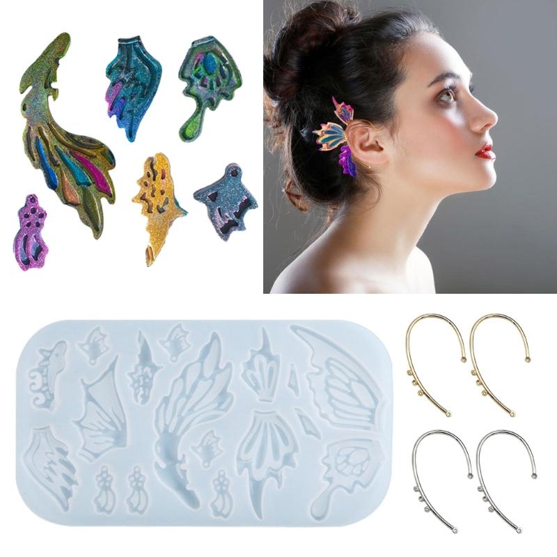 Diy Crystal Epoxy Mold Earrings Jewelry Mold Dangle Pendant Decorations Three-dimensional Butterflies Silicone Mold