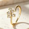 Heart-shaped branch diamond-studded open ring for women Vintage twisted tree of life zircon adjustable ring