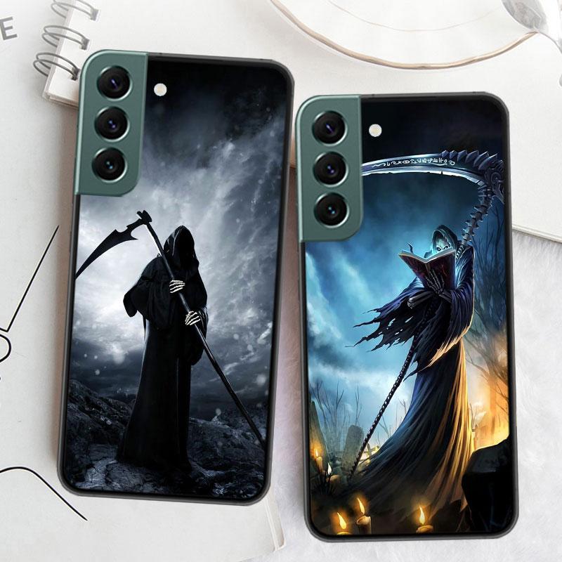 Death Grim Reaper Skull Phone Case For Samsung S25 Edge S24 FE Galaxy S22 Ultra S21 Plus S20 S23 S10 Plus Cover Silicone Soft Co