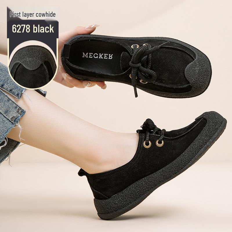 

Вінтажні жіночі лофери з натуральної шкіри - М яка підошва, Зручні, Круглий носок, Плоскі, Сліпони, Повсякденне взуття на осінь 41 чорний