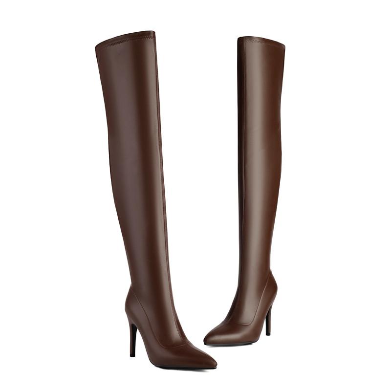 Women's High Heel Boots Autumn and Winter New Pointy Thin Heels Sexy Over the Knee Boots Large Size Women's Shoes