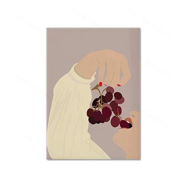 Stampa Poster Illustrazione Vita Quotidiana Donna Pesce Giaguaro Arte da Parete Pittura su Tela Soggiorno Casa Immagine Personalizzabile