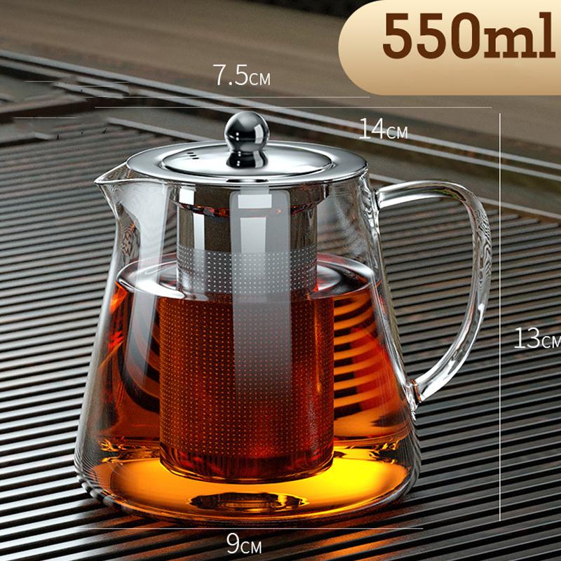 Heat Resistant Glass Teapot with Stainless Steel Tea Strainer High Heat Resistant Infuser Flower Kettle Kung Fu Tea Pots