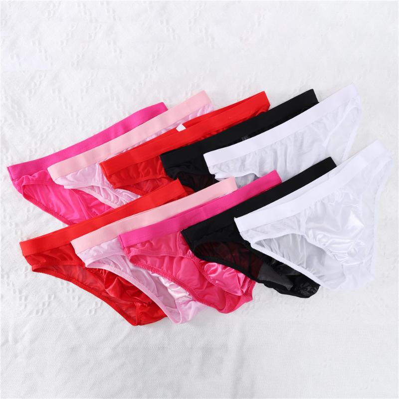 Men Sexy Briefs Ultra-Thin See-Through Underwear Low Waist Pouch Underpants Transparent Mesh Panties Breathable Sissy Lingerie