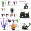 Aquarium Landscape Props with 17 Mixed Plant for Fishtank Decoration Use, Indoor Tanks Underwater Decoration and Home Styling Use