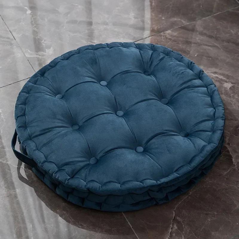 60x60cm Nordic Plain Velvet Tatami Round Cushion Pillow Thickened Winter Sofa Back Cushion Floor Meditation Cushion Futon Round