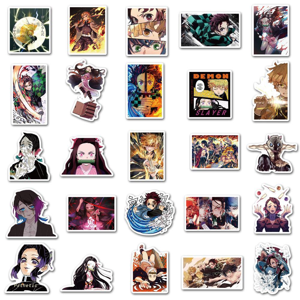 Sada 50 Demon Slayer: Kimetsu no Yaiba Mugen Ressha graffiti samolepky na kufr, skateboard, reproduktor - vodotěsné obtisky