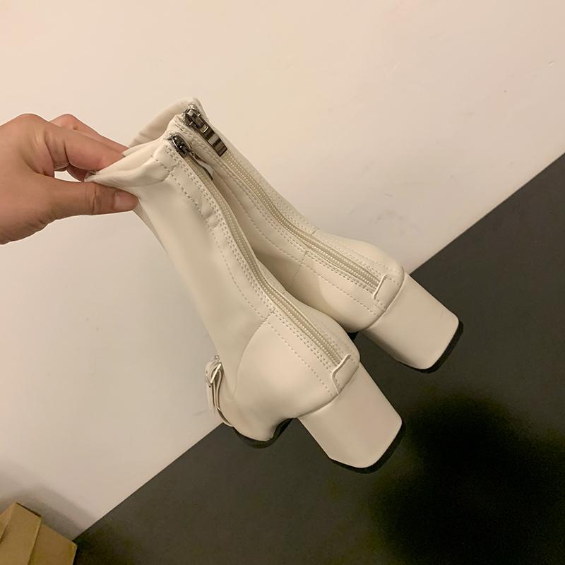 Fashion Aphixta Luxury Leather Women Ankle Boots Metal Buckle Back Zipper Close Modern Boots Shoes Woman Boats botines para mujeres