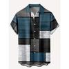 New Hawaii Men's Vintage Shirts Casual Breathable Short Sleeve Tops Beach Party Plaid Tops Short Sleeve Men's Clothing