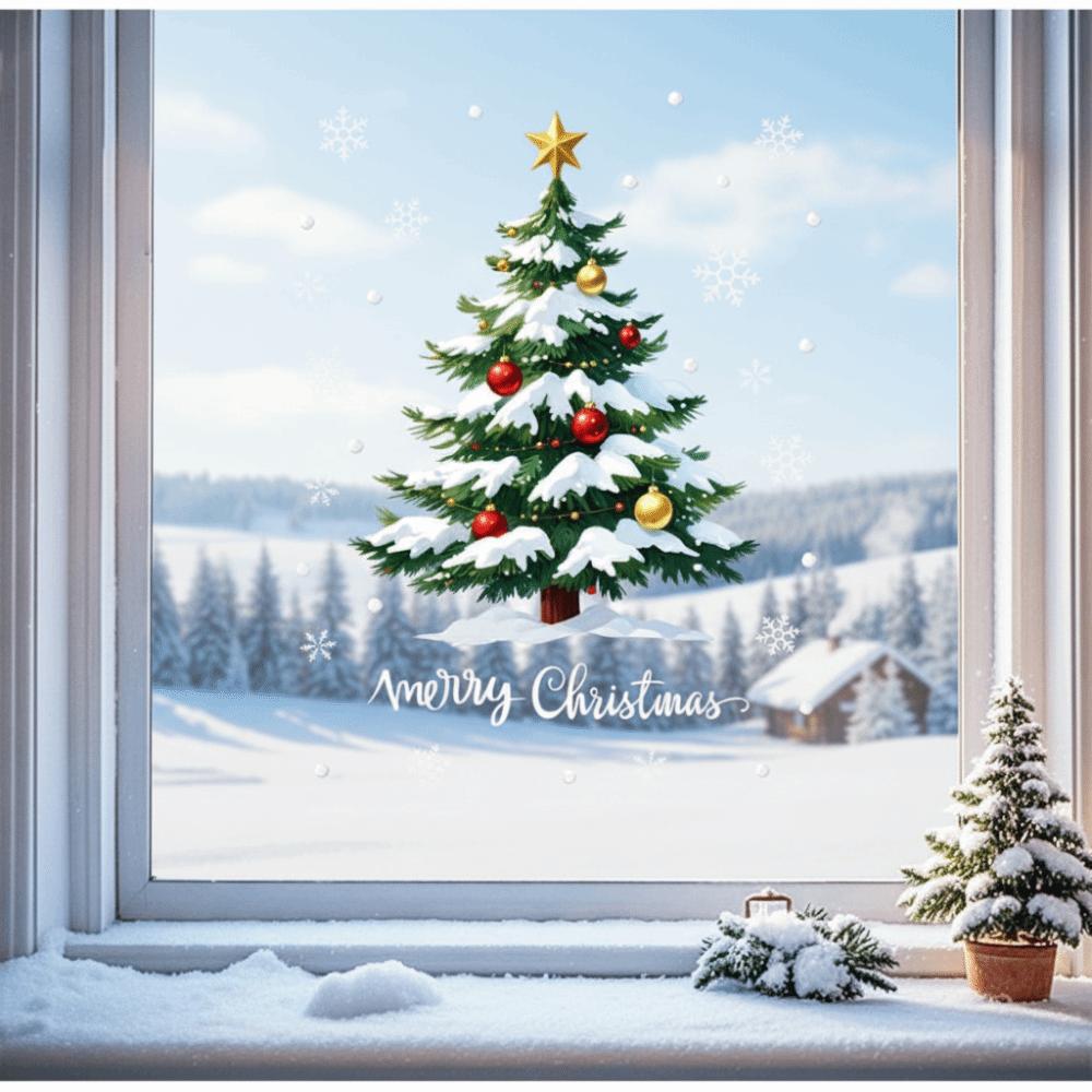 Removable Christmas Tree Wall Stickers PVC Electrostatic Sticker Xmas Decals  New Year