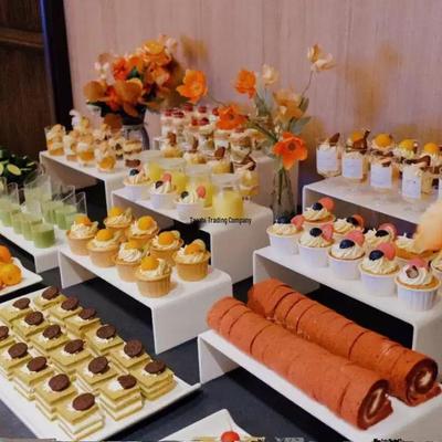 Acrylic Dessert Stand Set: Four-Piece Display Rack for Buffets, Tea Breaks, Cold Food, Weddings, or Pastries.