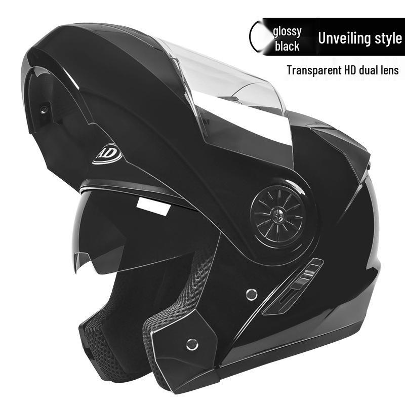 3C Certified Flip-Up Motorcycle Helmet with Dual Mirrors for All Seasons - Unisex Full Face Design for Winter