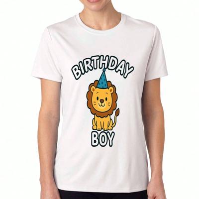 Birthday Lion Boy Unisex's Cotton T Shirt, Pure Cotton Premium Print, Durable, Casual Fashion, Featuring Cute Cartoon Lion With Birthday Hat, Ideal Fo