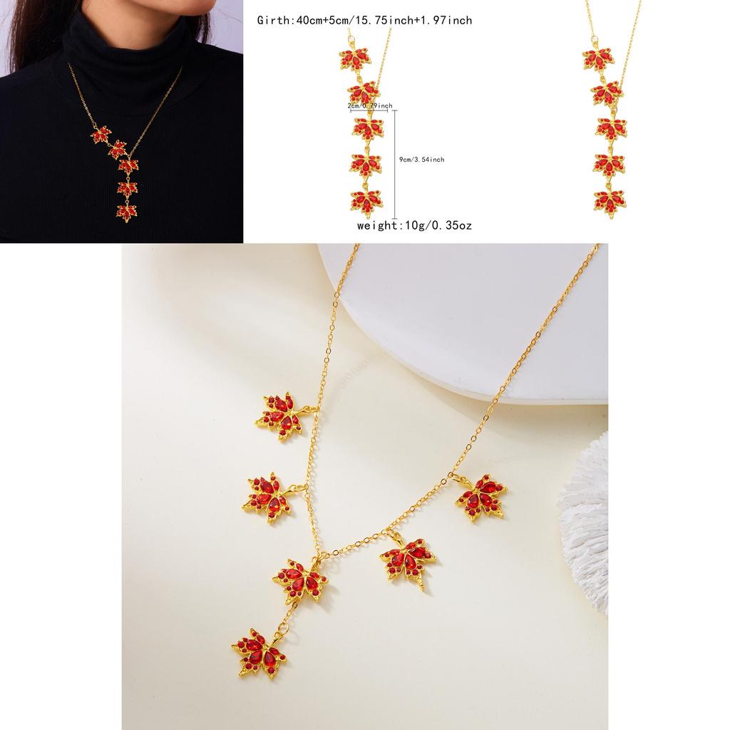 Herbst Ahornblatt Halskette Rot Für Damen Herren Mit Legierungsanhänger Und O-Gliederkette