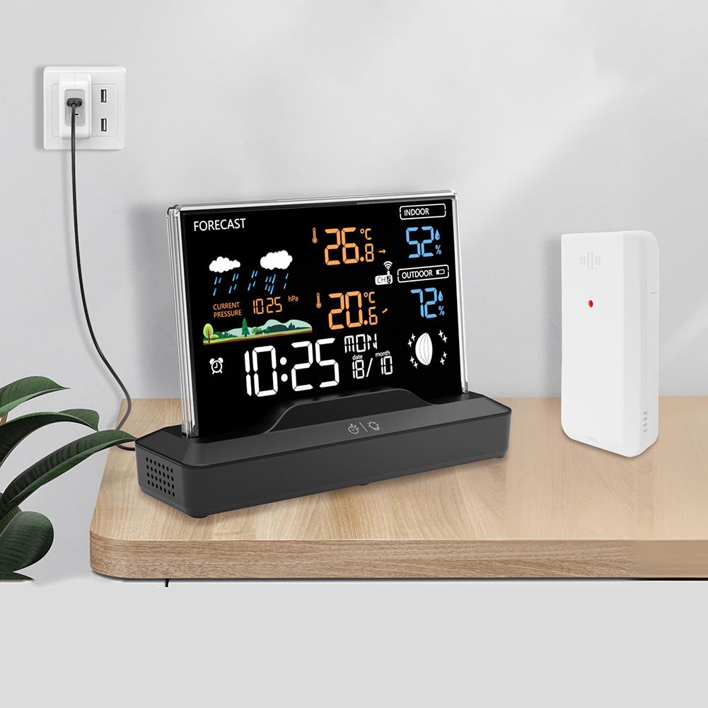 

Convenient Wireless Weather Station with Color Screen RF Alarm Clock for Indoor Outdoor Temperature Humidity View China Mainland