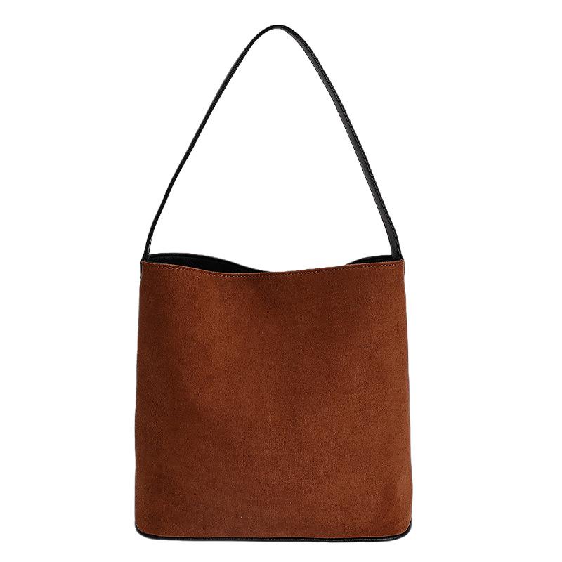 Suede bag women's 2025 new trendy autumn and winter messenger bucket bag shoulder bag large-capacity commuter tote bag